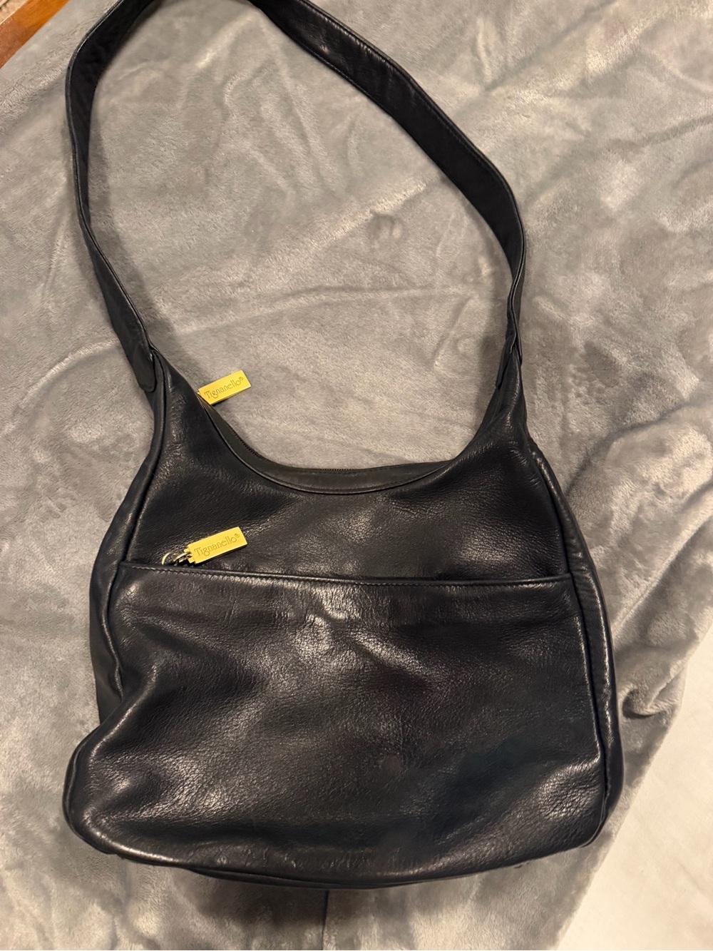 Tignanello Black Leather Shoulder Bag -Tignanello